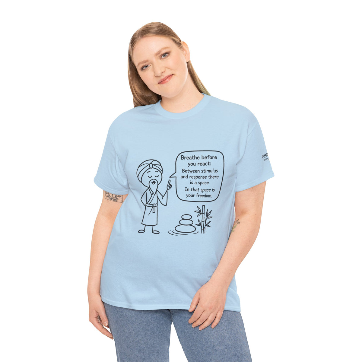 Mindful Guru T‑Shirt — "Breathe before you react" Meditation Tee
