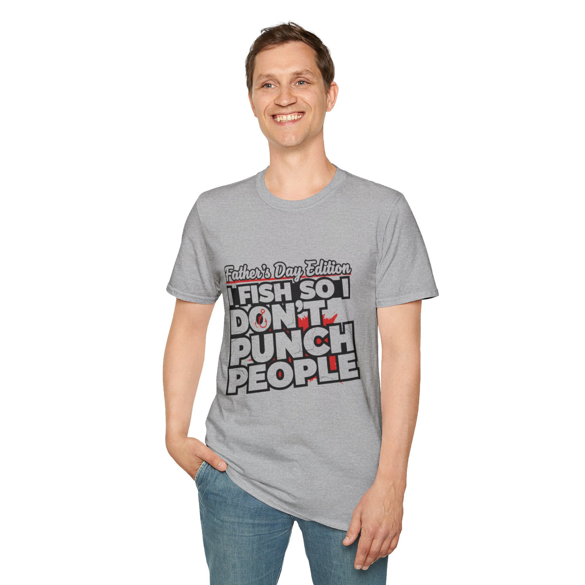 "I Fish So I Don’t Punch People" Father’s Day Fishing T-Shirt – Funny Dad Tee