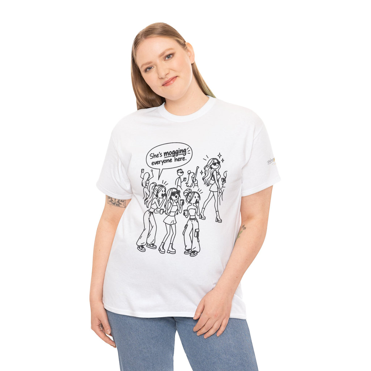 "She's mogging everyone here" Cartoon Tee