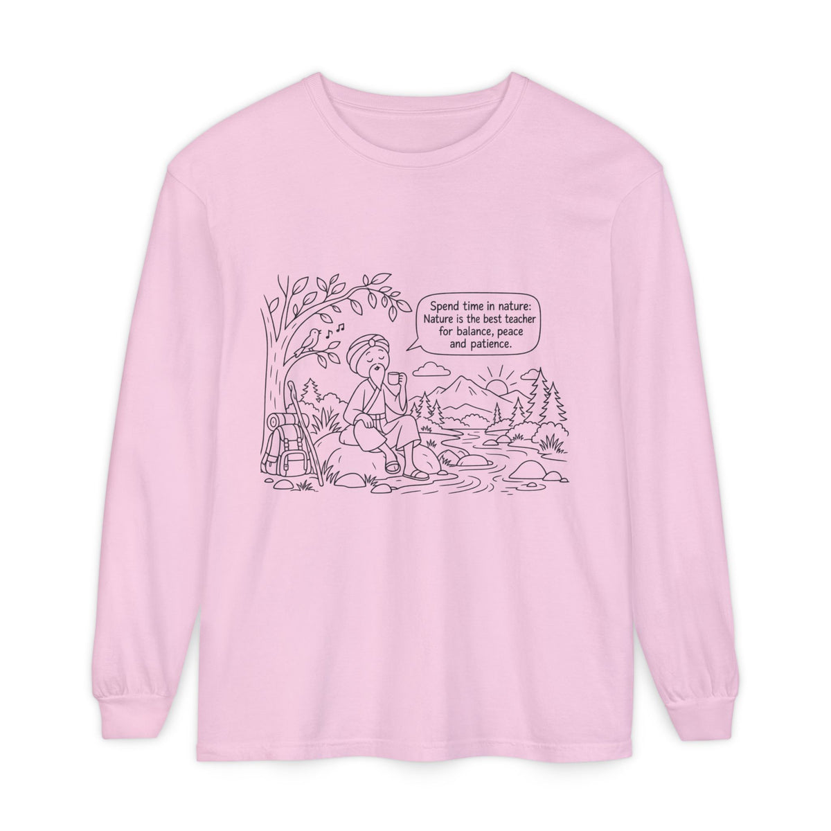 Long Sleeve T‑Shirt — "Spend time in nature" Hiking Graphic Tee