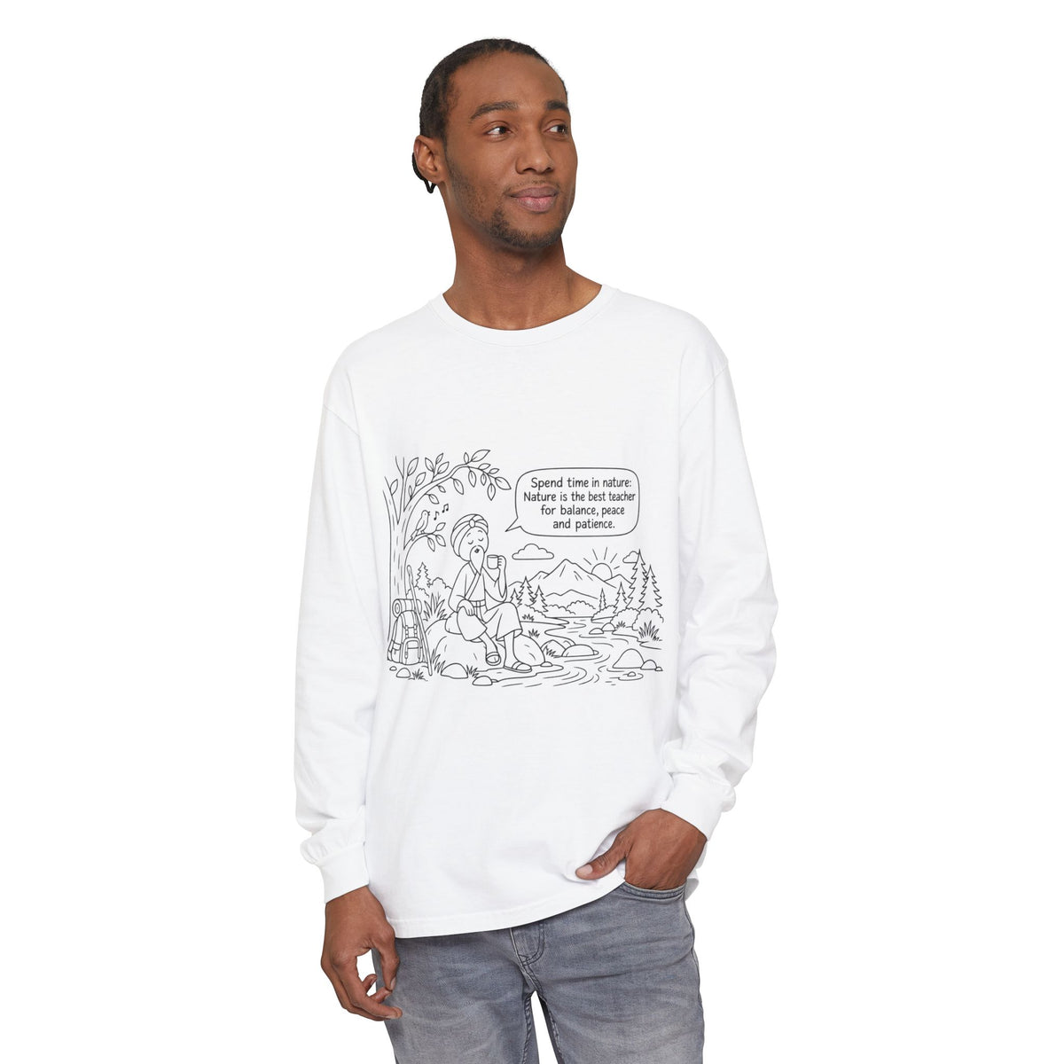 Long Sleeve T‑Shirt — "Spend time in nature" Hiking Graphic Tee