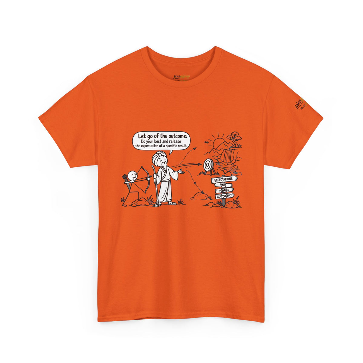 T-Shirt — Cartoon Zen Comic: "Let go of the outcome" Mindfulness Tee
