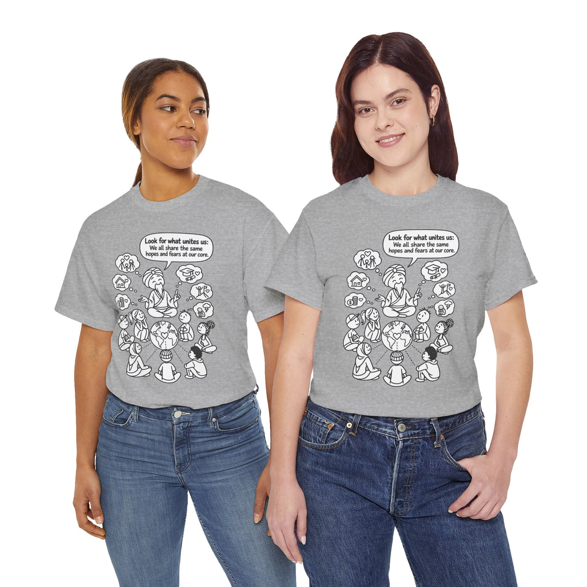 "Look for what unites us" Community Peace Crewneck Tee