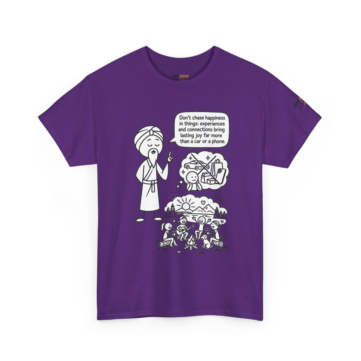 Mindful Graphic Tee – "Don't Chase Happiness in things" Illustration Shirt