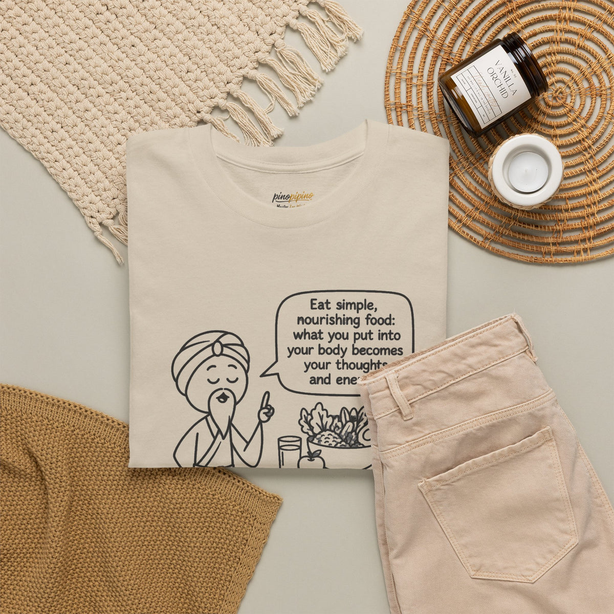 Mindful Eating T‑Shirt — "Eat Simple, Nourishing Food..." Wellness Tee