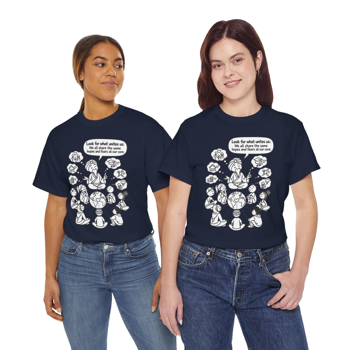 "Look for what unites us" Community Peace Crewneck Tee
