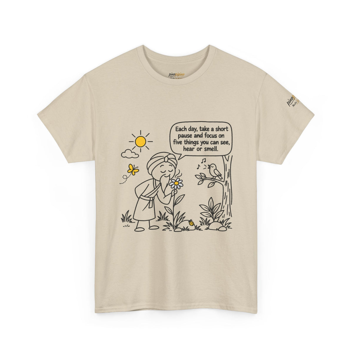 "Focus on five things you can see, hear or smell" - Master Lee's Wisdom, Unisex Heavy Cotton Tee