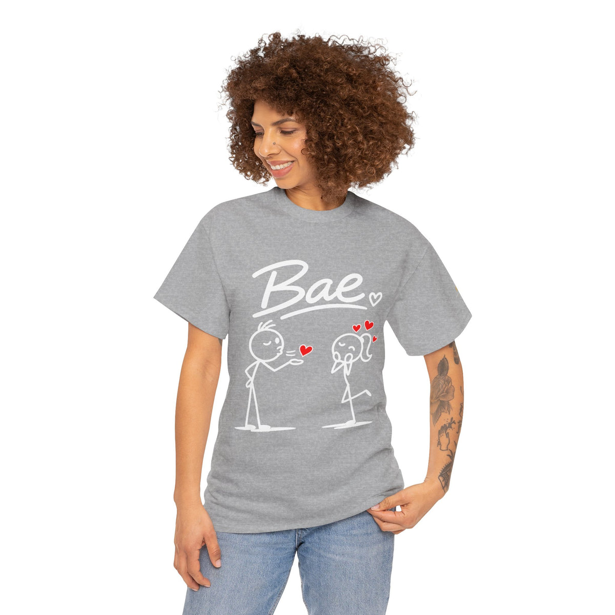 "Bae" Stick Figure Couple T‑Shirt — Cute Romantic Tee