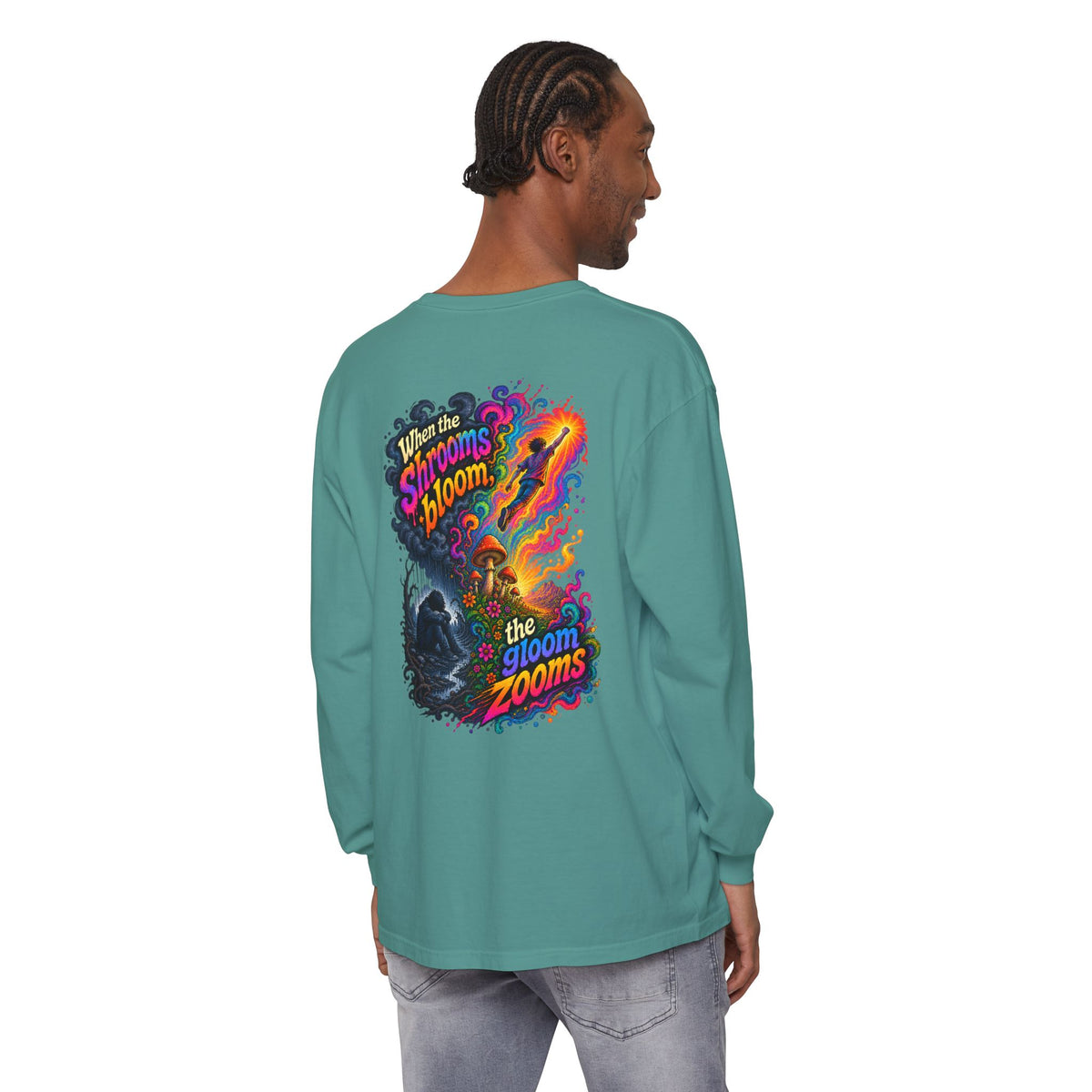 "When the Shrooms Bloom, The Goom Zooms" Psychedelic Design Long Sleeve T-Shirt