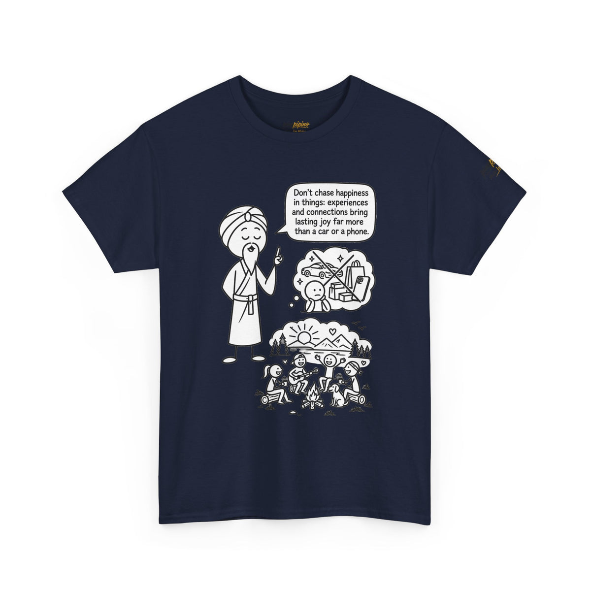Mindful Graphic Tee – "Don't Chase Happiness in things" Illustration Shirt