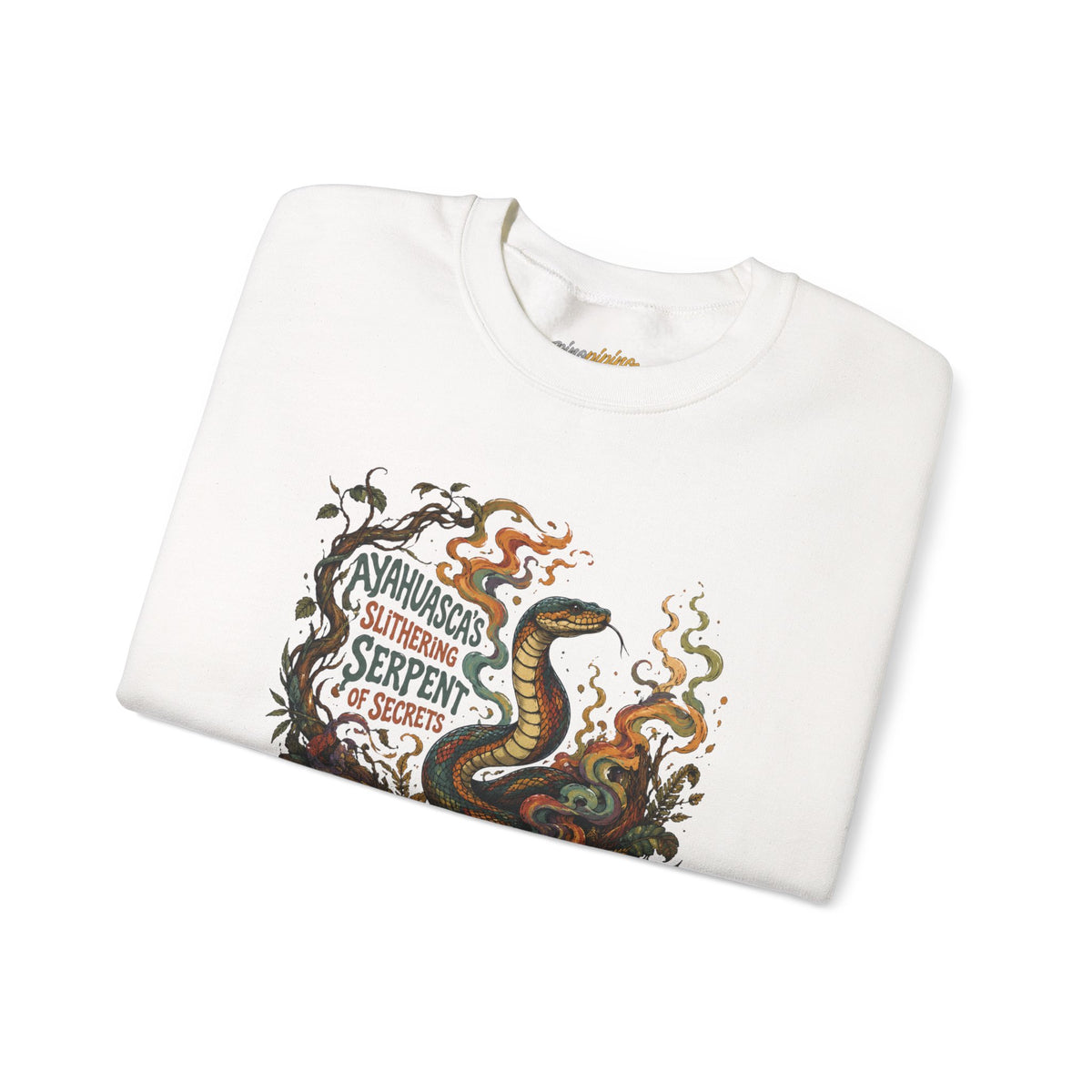 "Ayahuasca Slithering Serpent of Secrets" – Psychedelic Shamanic Snake Design Crewneck Sweatshirt