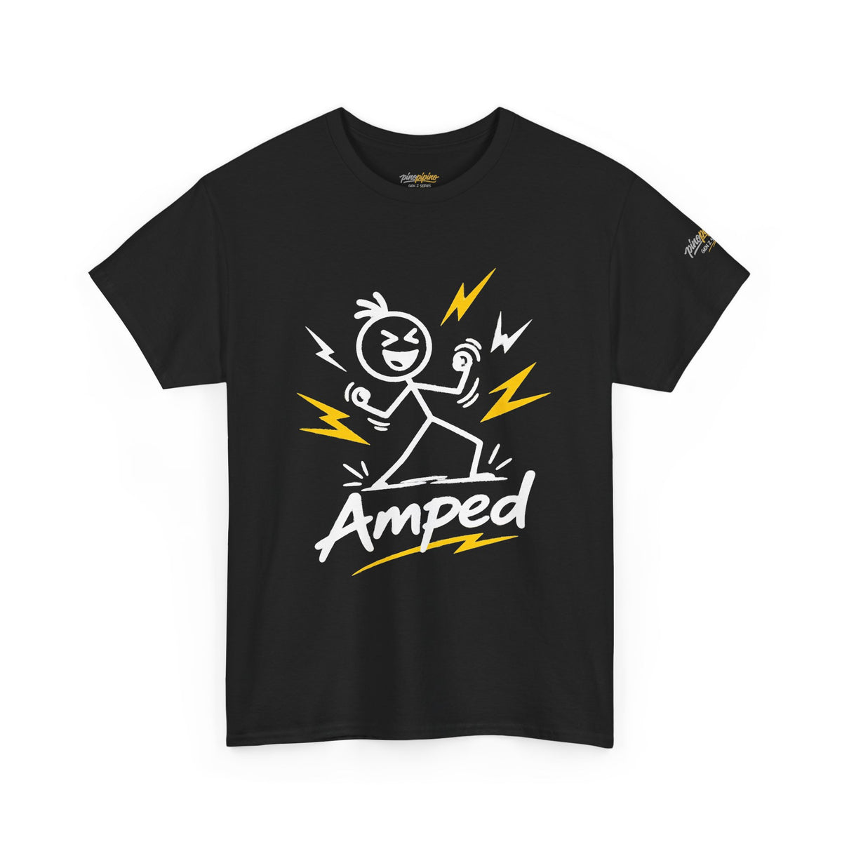 "Amped" Lightning Bolt Tee — Minimal Gen Z Slang Graphic T-Shirt