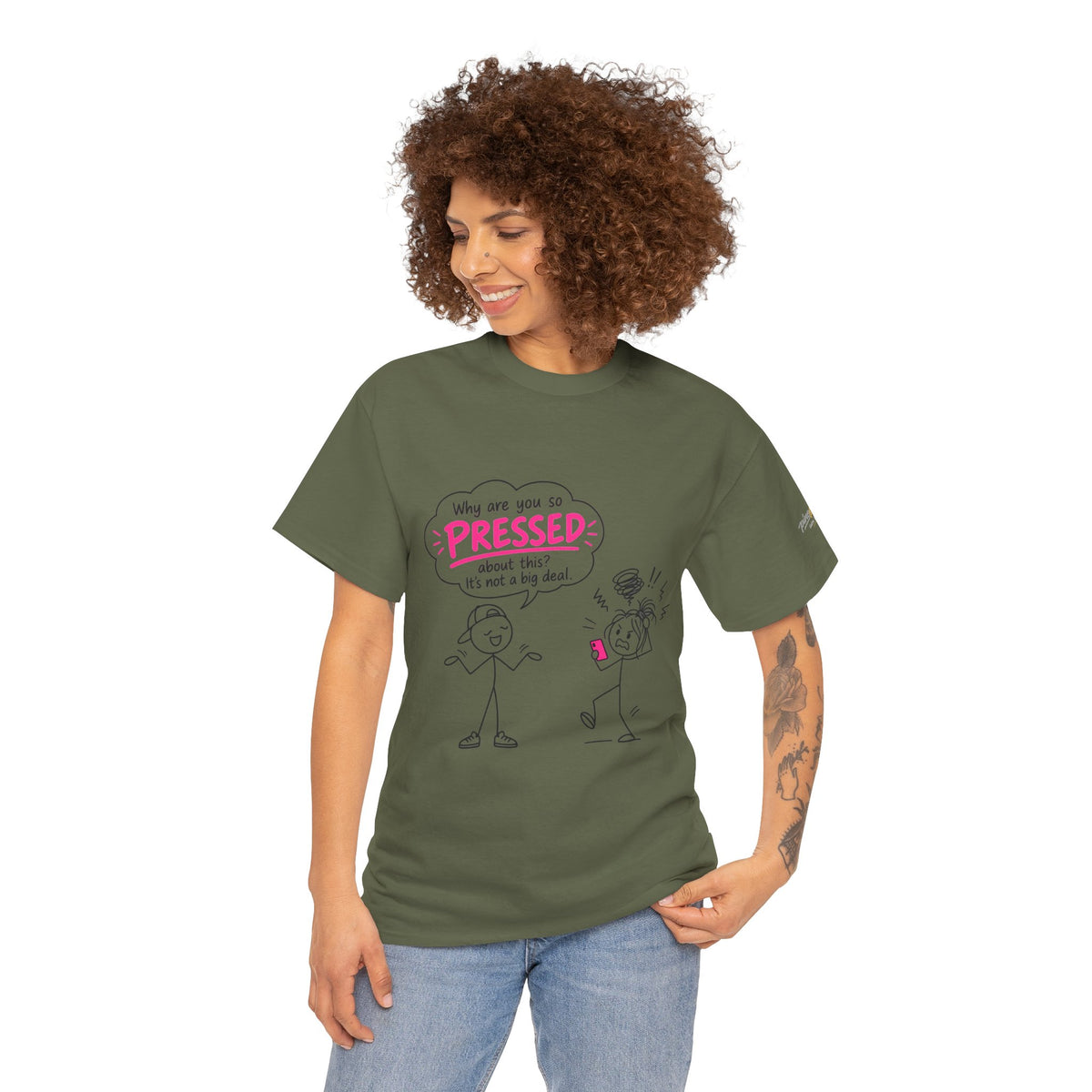 "Why Are You So Pressed?" Cartoon Graphic Tee