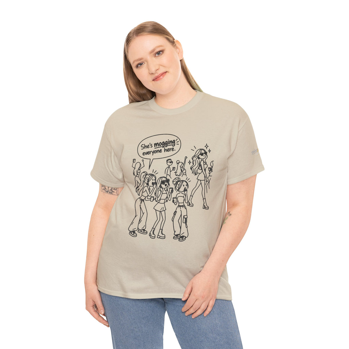 "She's mogging everyone here" Cartoon Tee