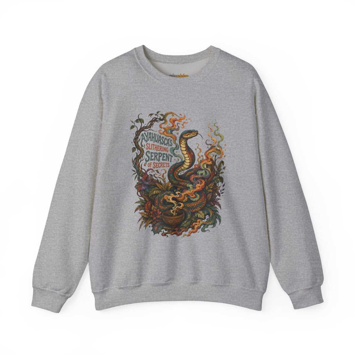 "Ayahuasca Slithering Serpent of Secrets" – Psychedelic Shamanic Snake Design Crewneck Sweatshirt