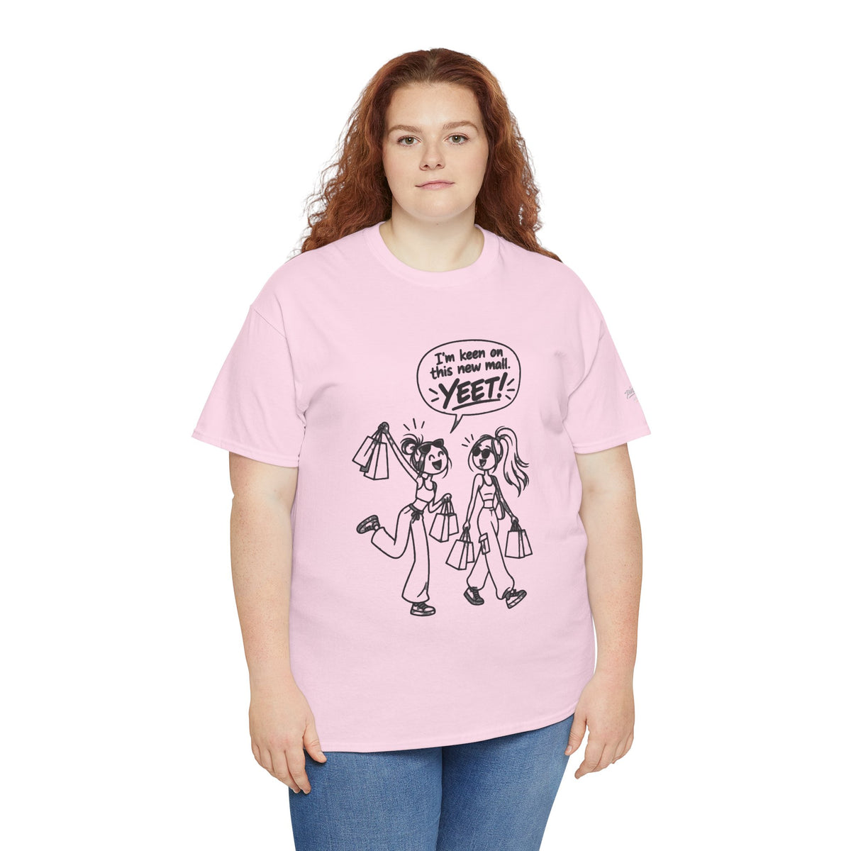 Graphic Tee — "I’m keen on this new mall. YEET" Shopping Cartoon Shirt