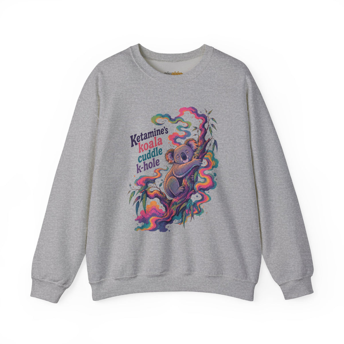 "Ketamine's Koala Cuddle K-Hole" Psychedelic Graphic Crewneck Sweatshirt