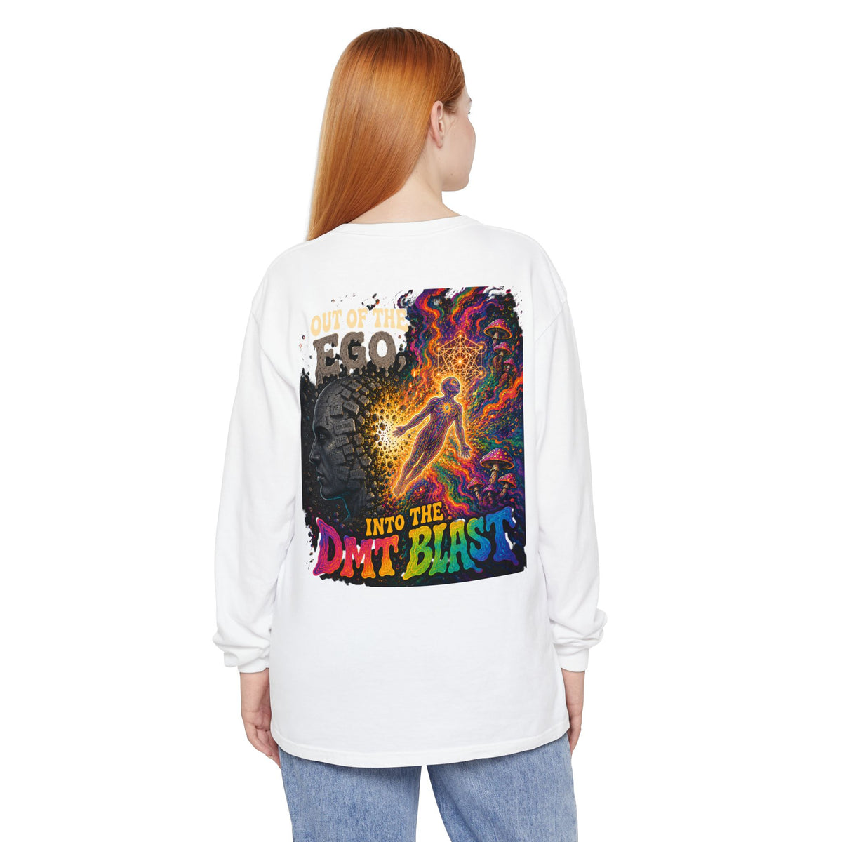 "Out of the Ego" Long Sleeve T-Shirt — Psychedelic DMT Blast Graphic