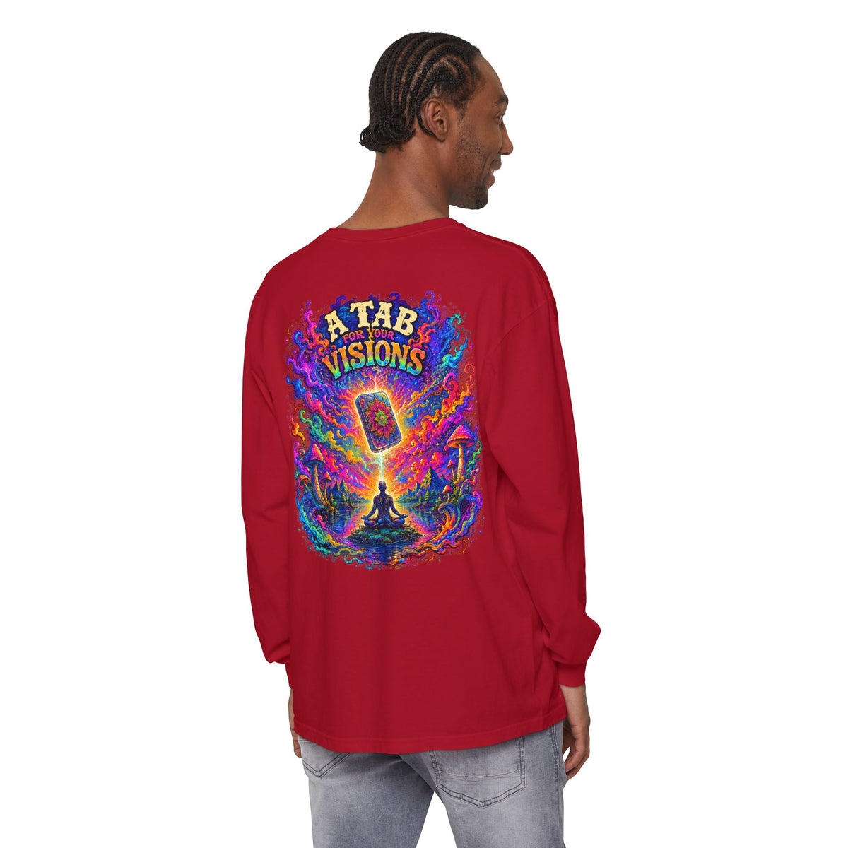 "A Tab for Your Visions" Long Sleeve Psychedelic T‑Shirt