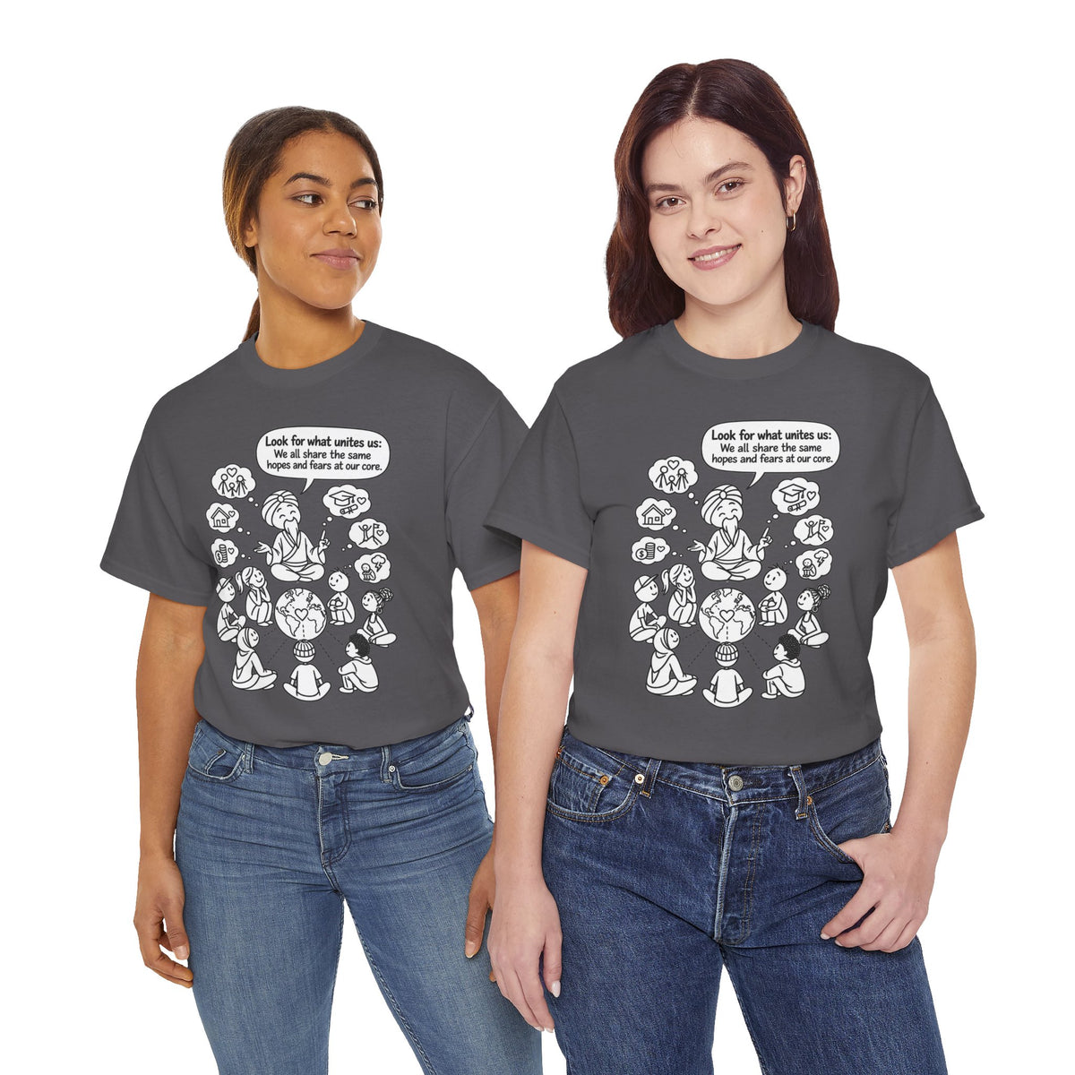 "Look for what unites us" Community Peace Crewneck Tee