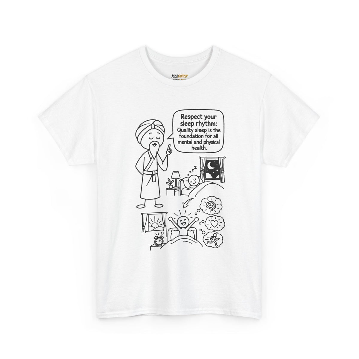 Yoga Philosophy Graphic Tee — "Respect Your Sleep Rhythm" Mindful Illustration T-Shirt