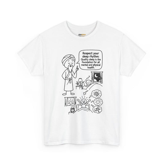 Yoga Philosophy Graphic Tee — "Respect Your Sleep Rhythm" Mindful Illustration T-Shirt