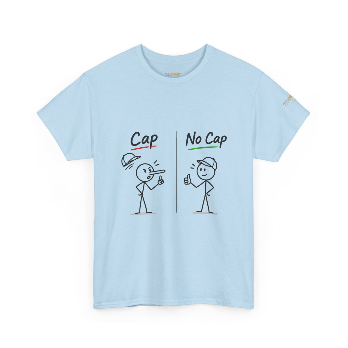 "Cap vs No Cap" T-Shirt – Funny Stick Figure Meme Tee