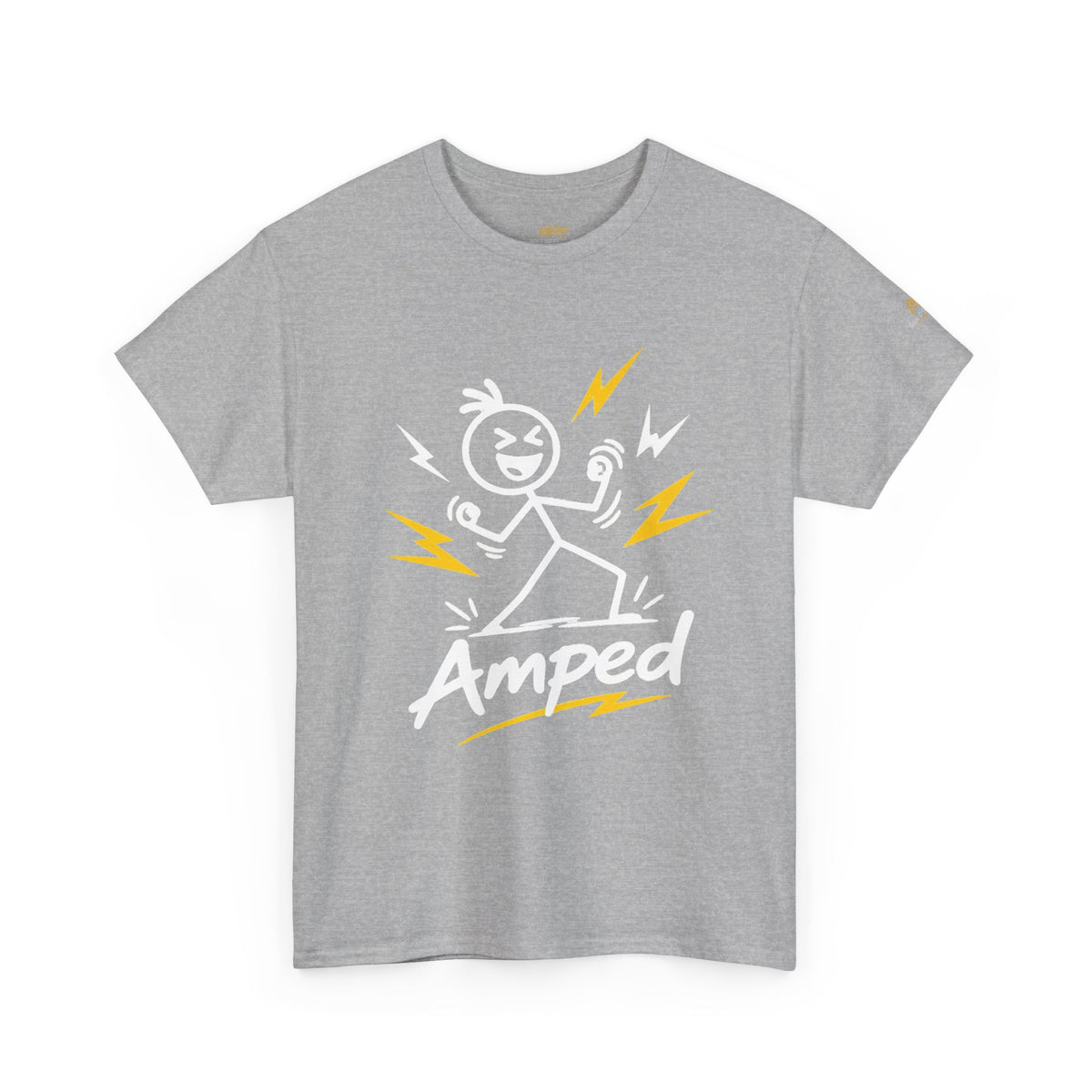 "Amped" Lightning Bolt Tee — Minimal Gen Z Slang Graphic T-Shirt