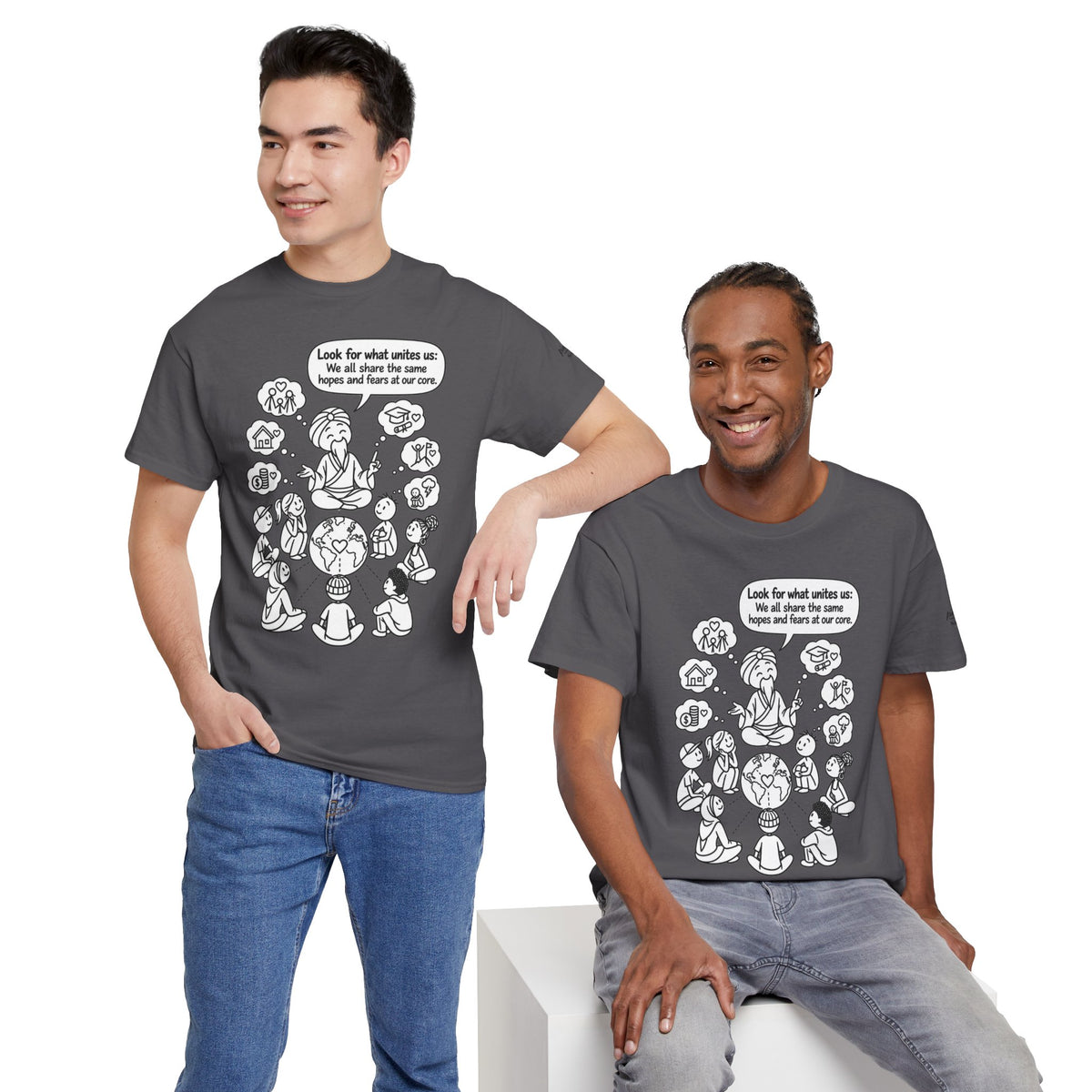 "Look for what unites us" Community Peace Crewneck Tee