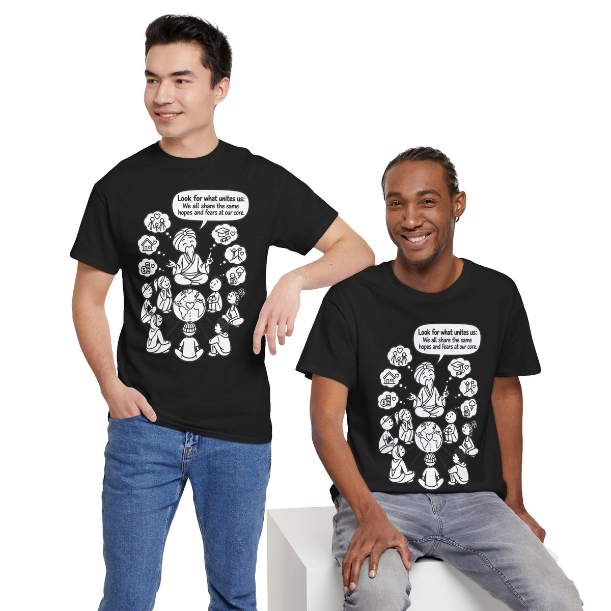 "Look for what unites us" Community Peace Crewneck Tee