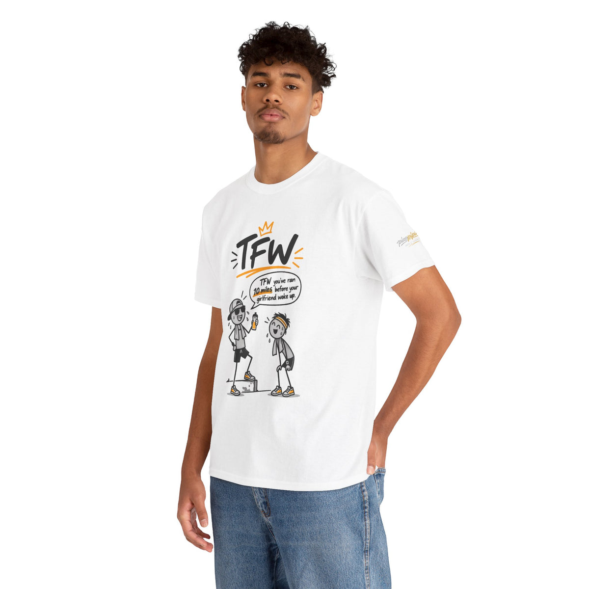 "TFW" Funny Cartoon Tee — "TFW you've ran 10 miles before your girlfriend woke up"