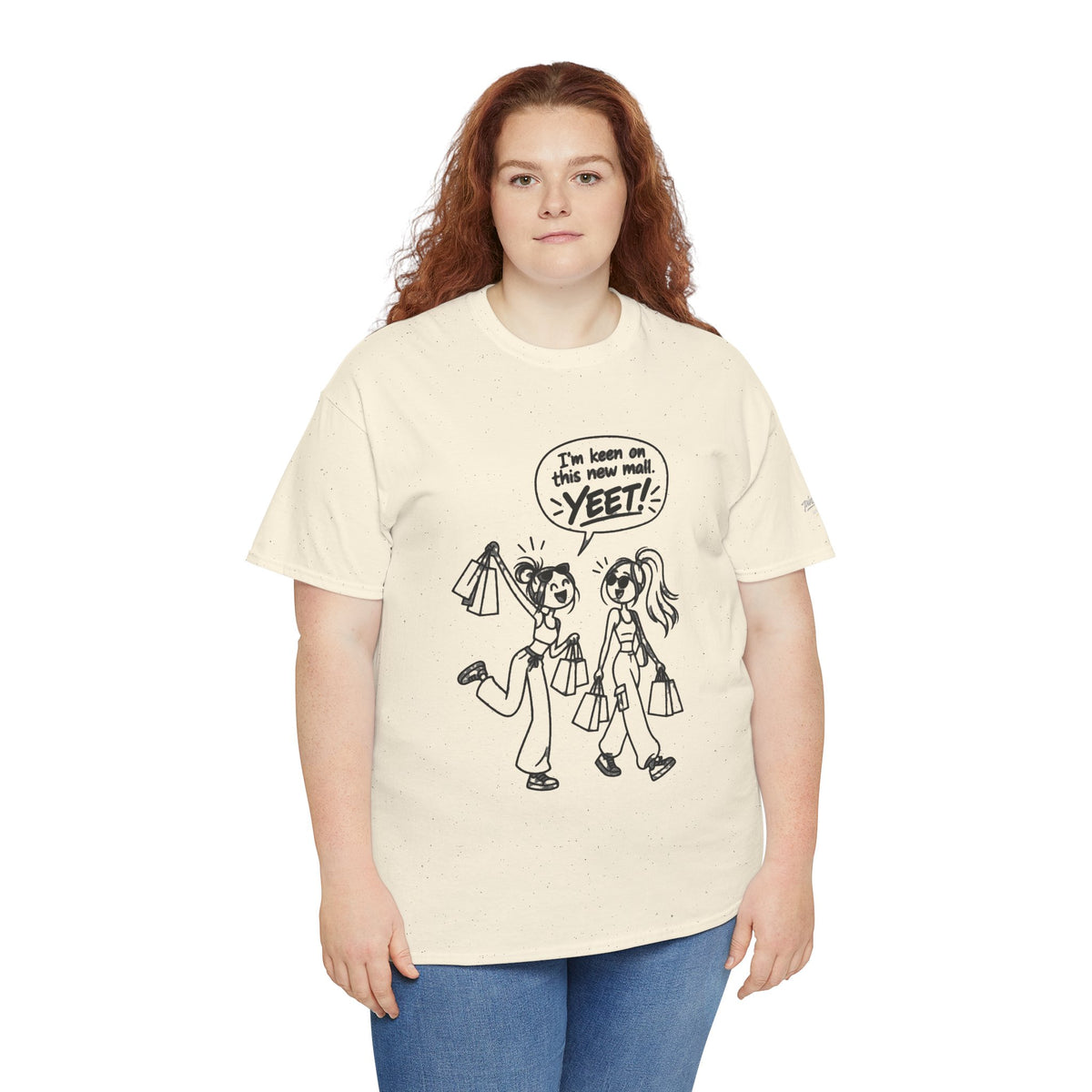 Graphic Tee — "I’m keen on this new mall. YEET" Shopping Cartoon Shirt