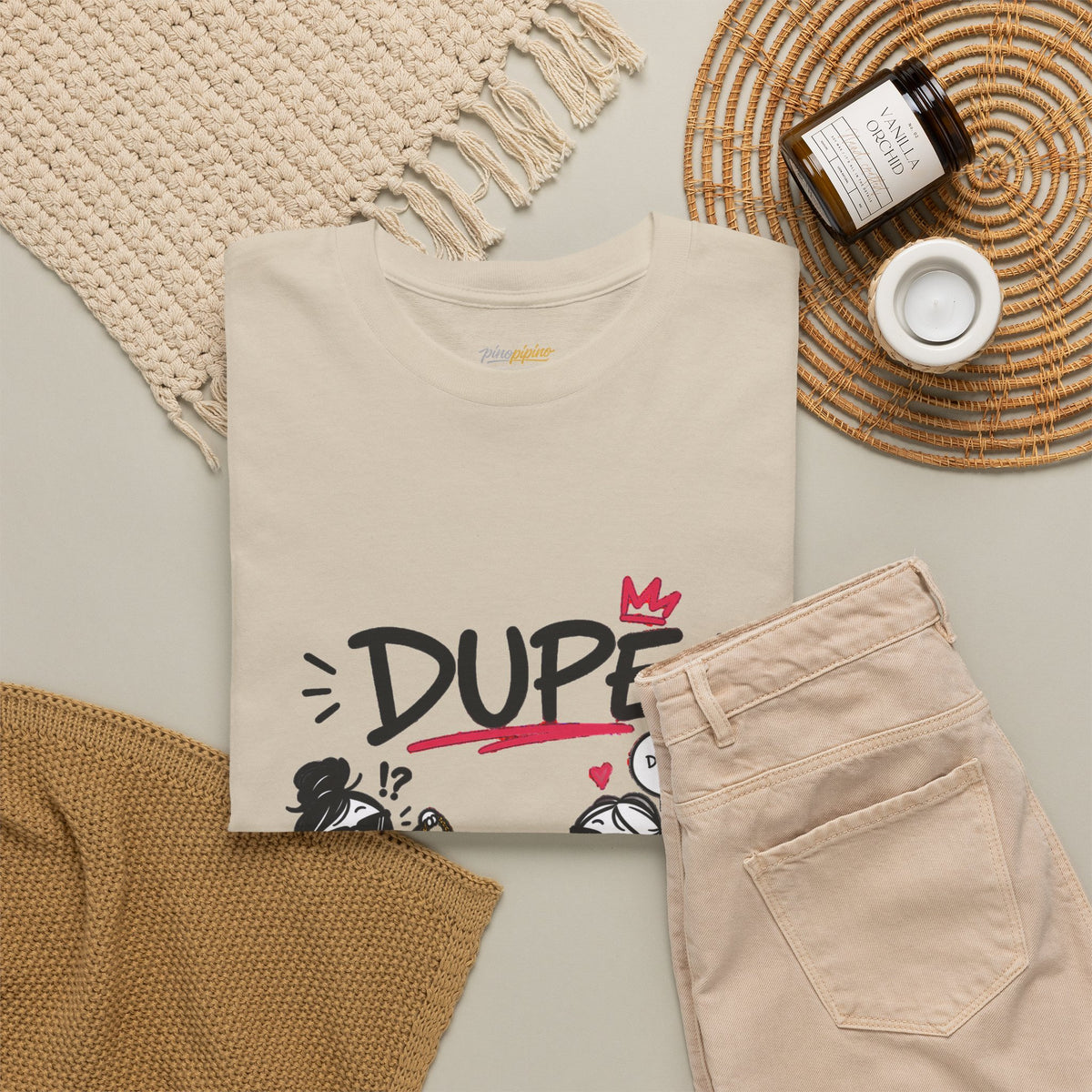 "Dupe" Shopping Cartoon Tee — Funny Gen Z Slang