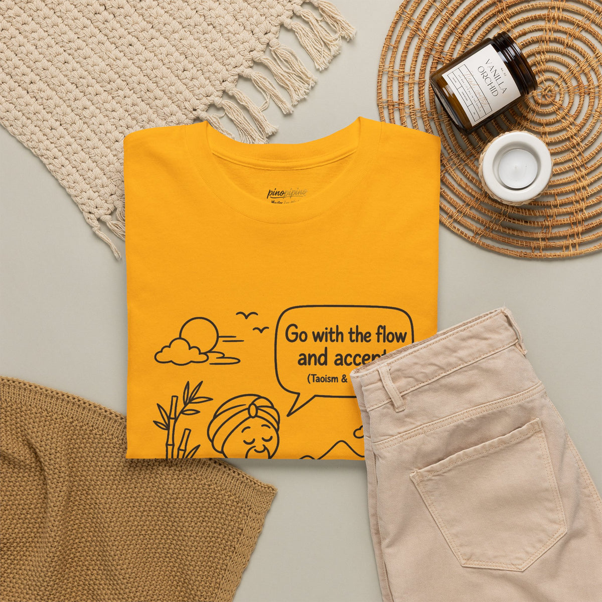 "Go With the Flow" Meditation Tee — Calm Journey Graphic T-Shirt