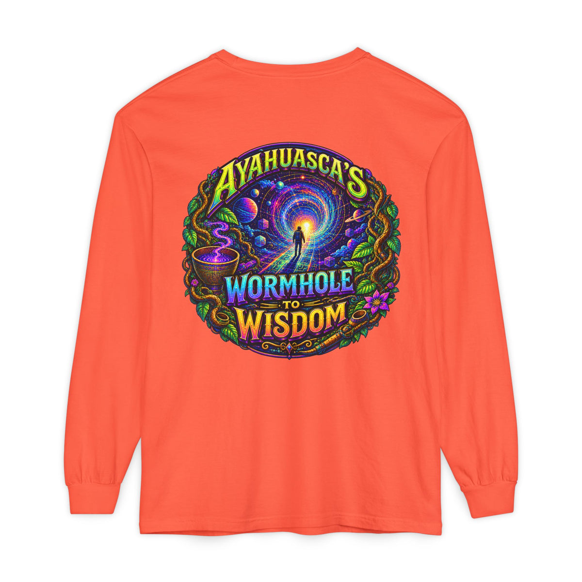 "Ayahuasca’s Wormhole to Wisdom" Psychedelic Long Sleeve Tee