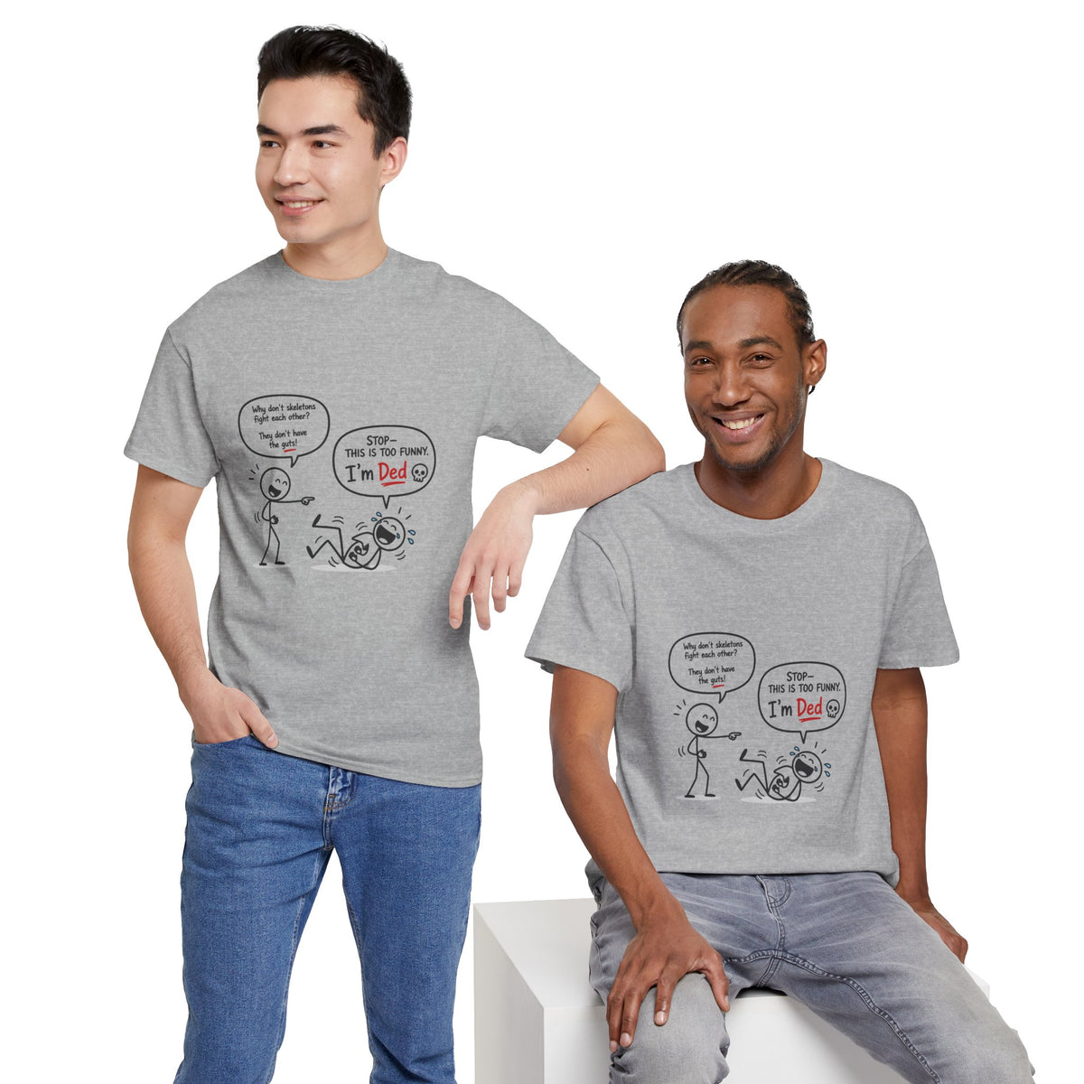 Funny "I'm Ded" Comic T-Shirt — Dark Humor Stick Figure Tee