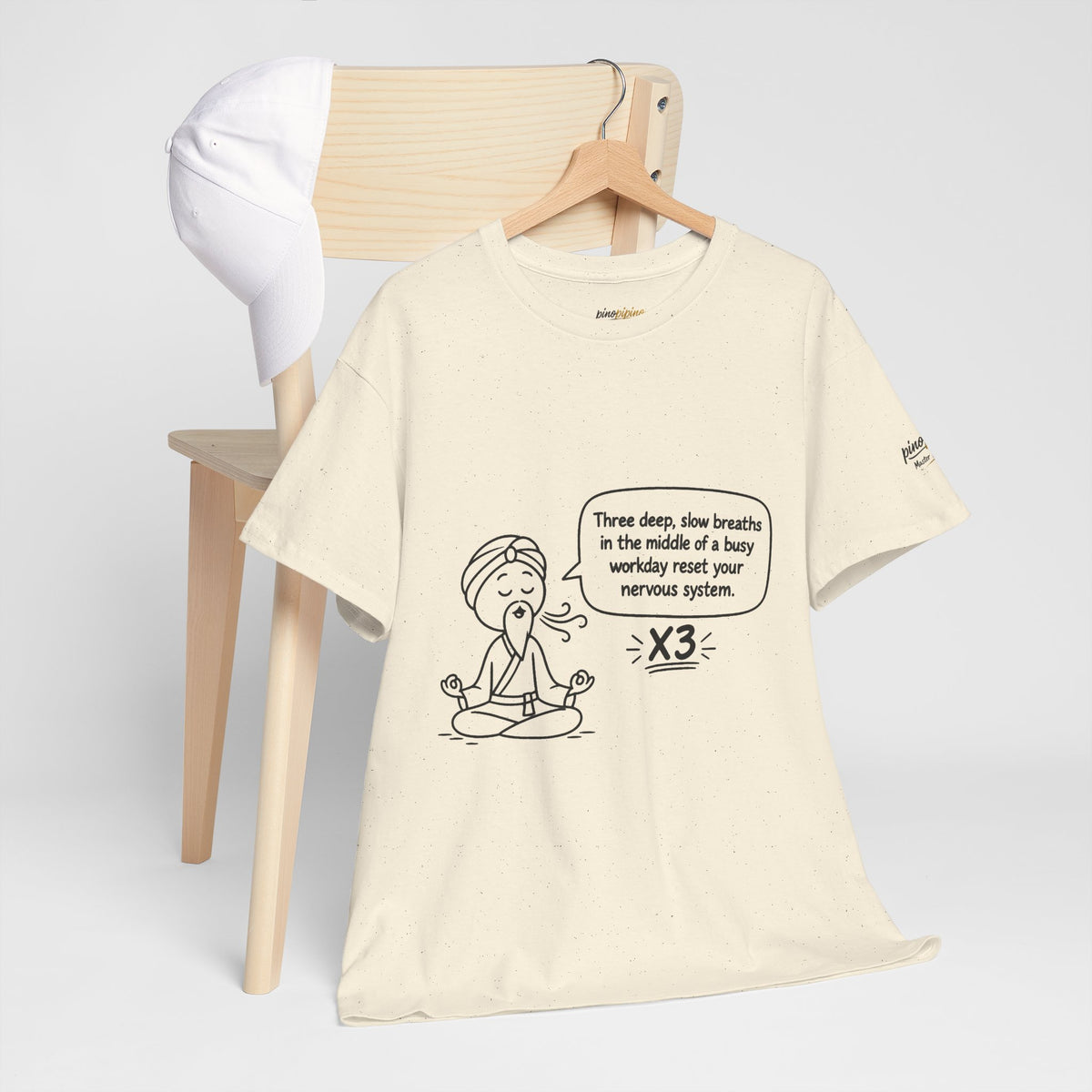 Meditation Reminder Tee — "Three deep, slow breaths" Relaxation T-Shirt