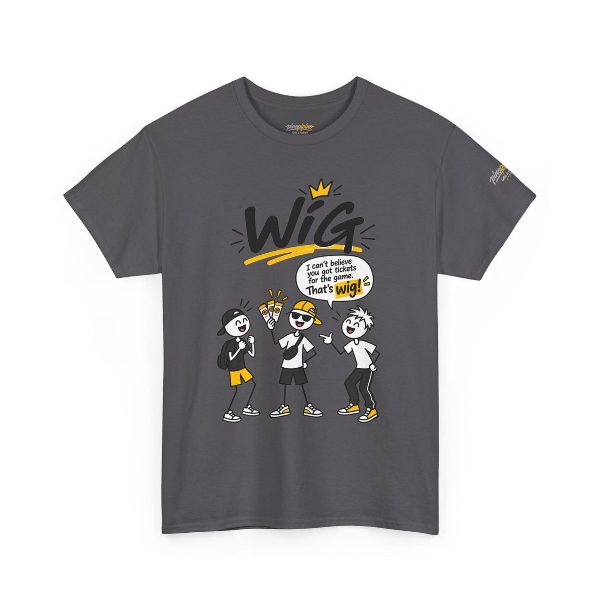 "Wig" Gen Z Slang Graphic Tee — Funny Cartoon Crew Shirt