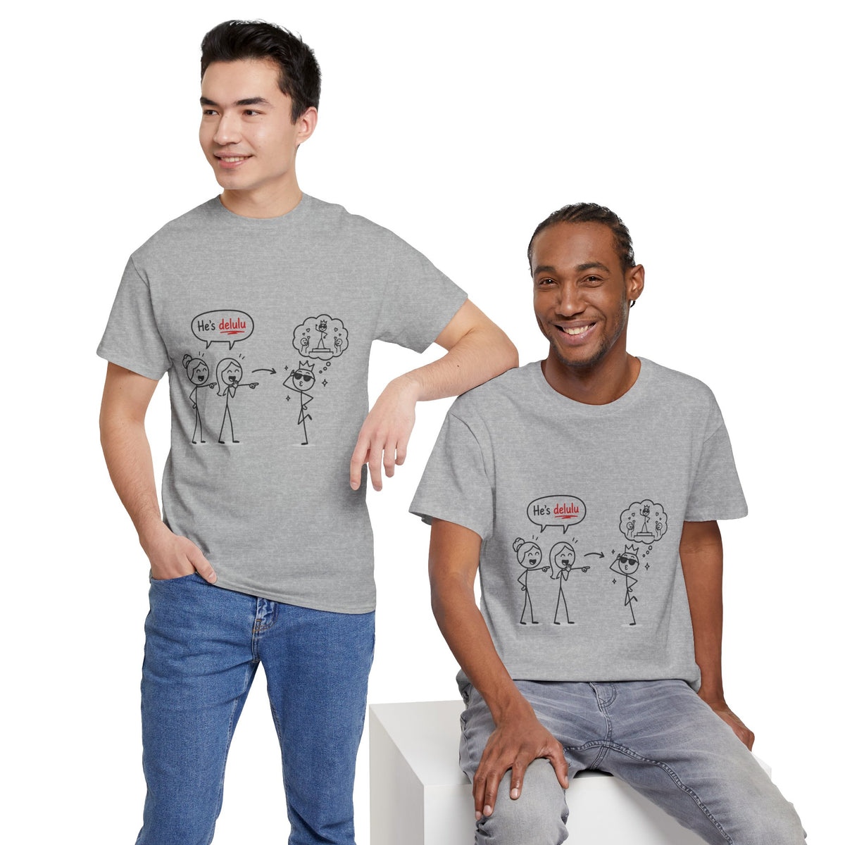 "He's Delulu" Funny Stick Figure Tee