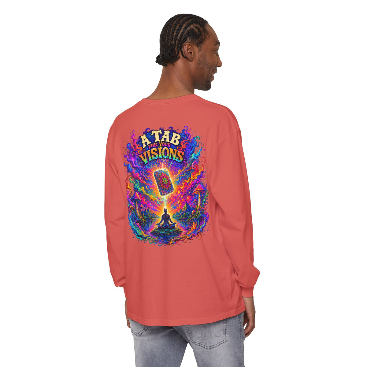 "A Tab for Your Visions" Long Sleeve Psychedelic T‑Shirt
