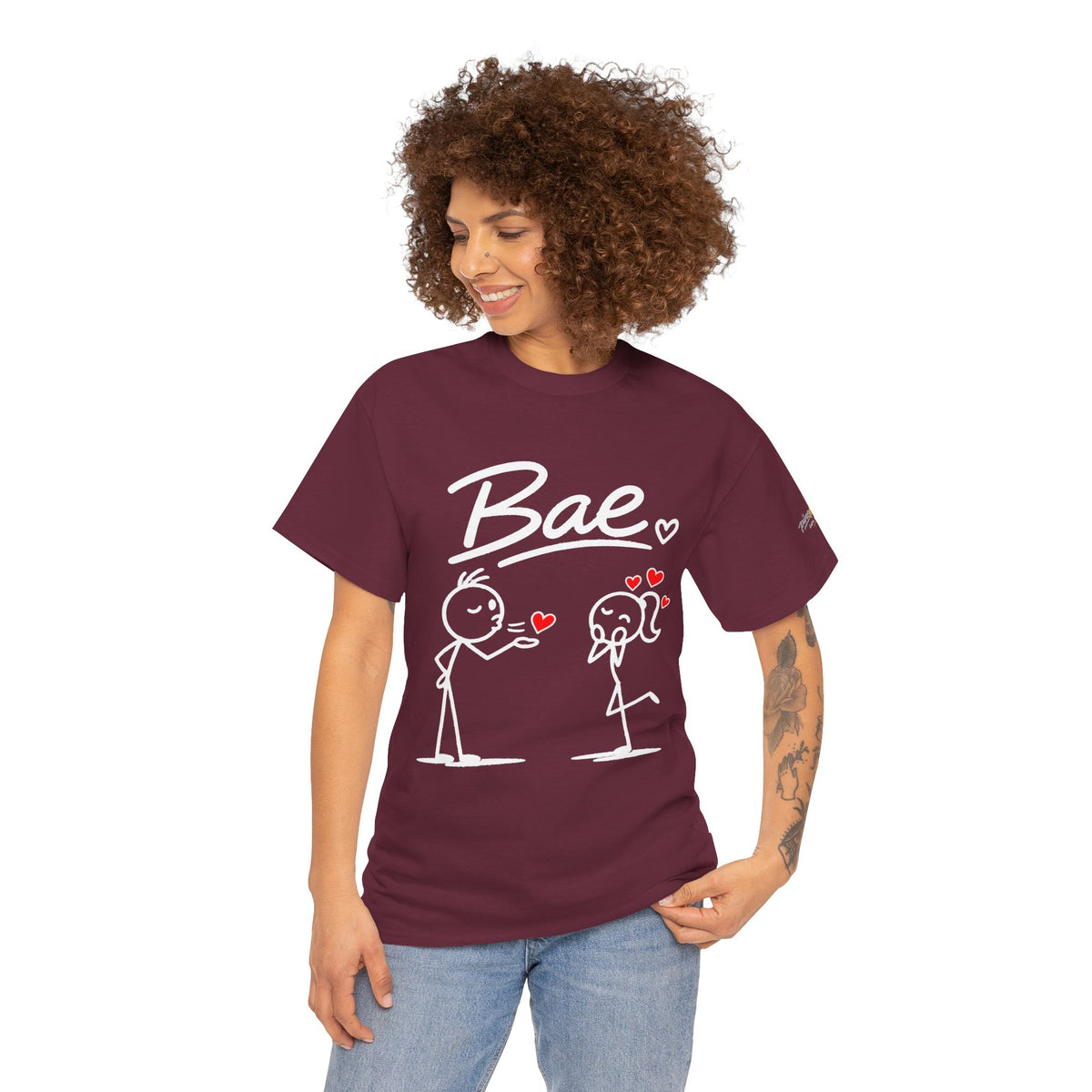 "Bae" Stick Figure Couple T‑Shirt — Cute Romantic Tee