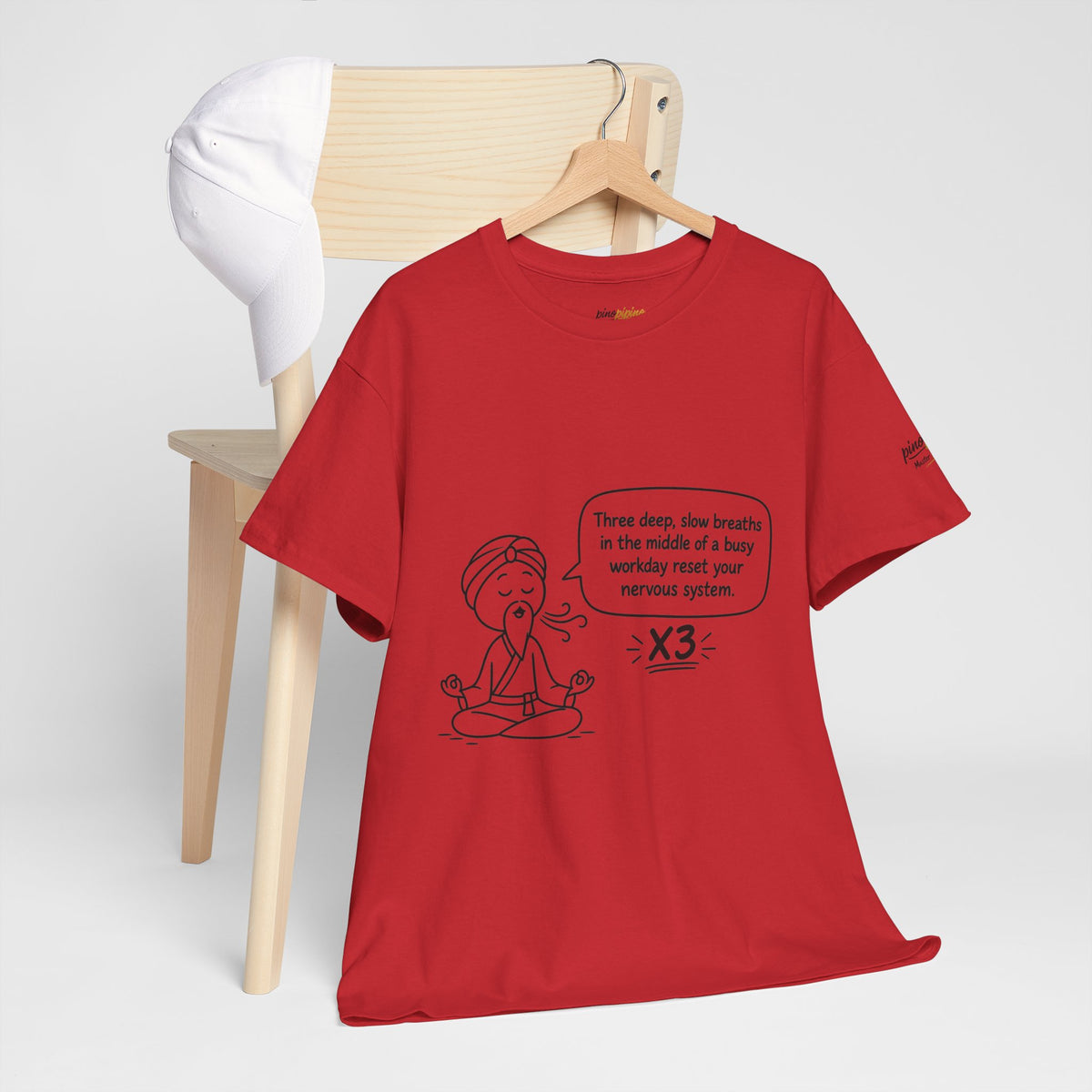 Meditation Reminder Tee — "Three deep, slow breaths" Relaxation T-Shirt