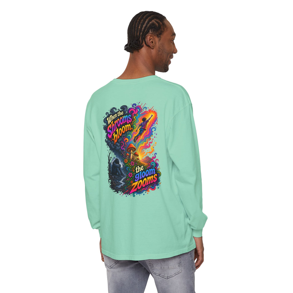 "When the Shrooms Bloom, The Goom Zooms" Psychedelic Design Long Sleeve T-Shirt