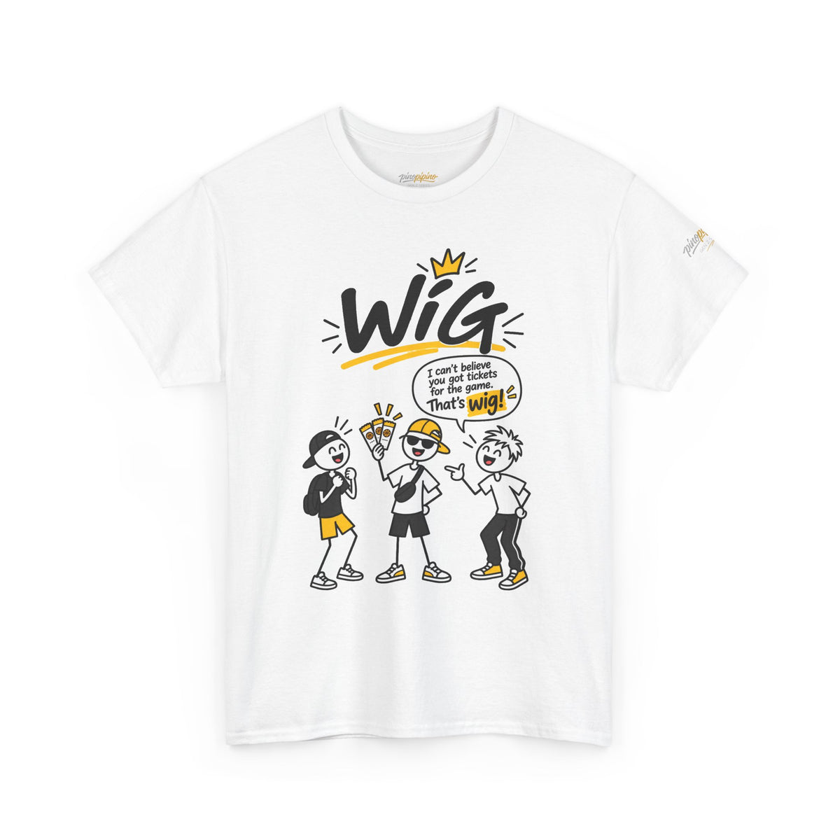 "Wig" Gen Z Slang Graphic Tee — Funny Cartoon Crew Shirt