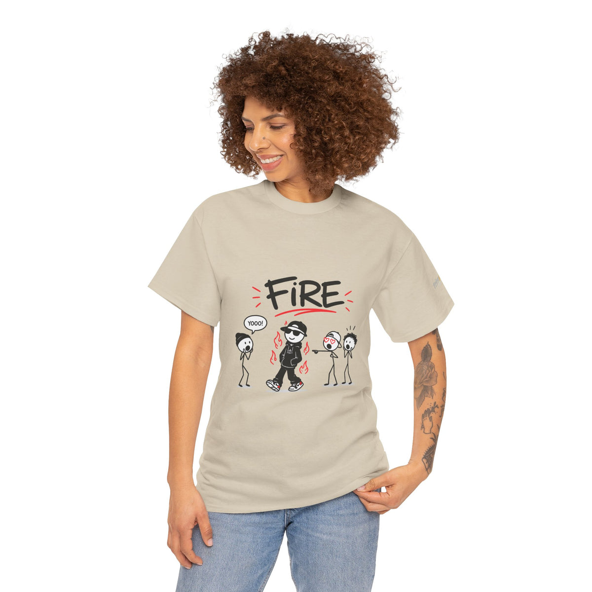 "Fire" Gen Z Slang Stick Figure Tee