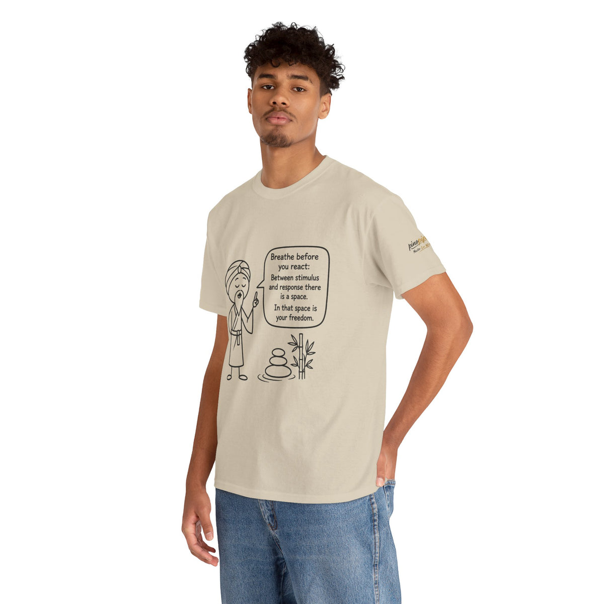 Mindful Guru T‑Shirt — "Breathe before you react" Meditation Tee