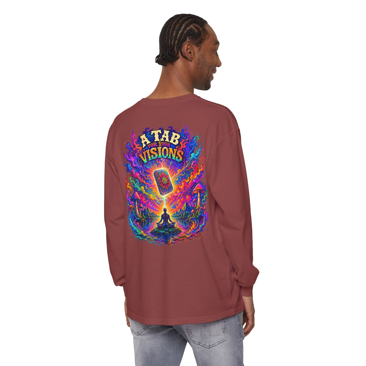 "A Tab for Your Visions" Long Sleeve Psychedelic T‑Shirt
