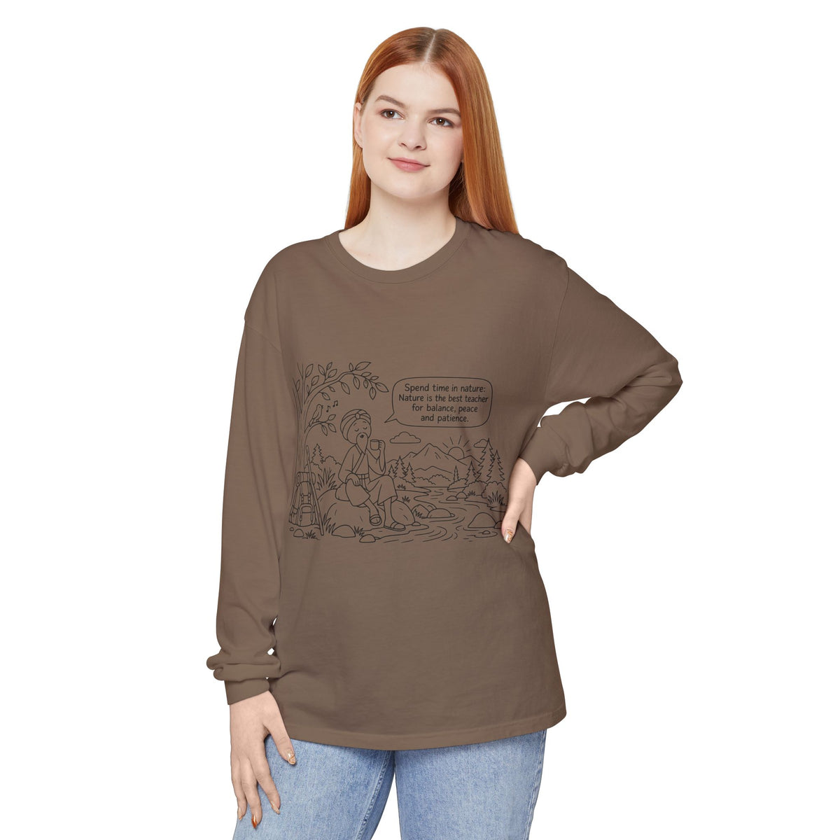 Long Sleeve T‑Shirt — "Spend time in nature" Hiking Graphic Tee