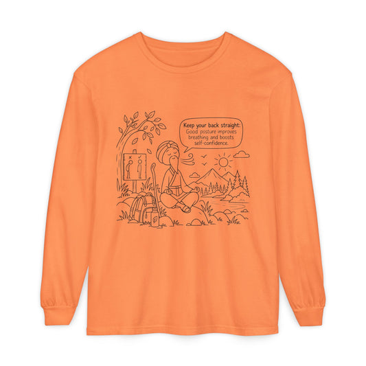 "Keep Your Back Straight" Self Care by Master Lee - Long Sleeve T‑Shirt