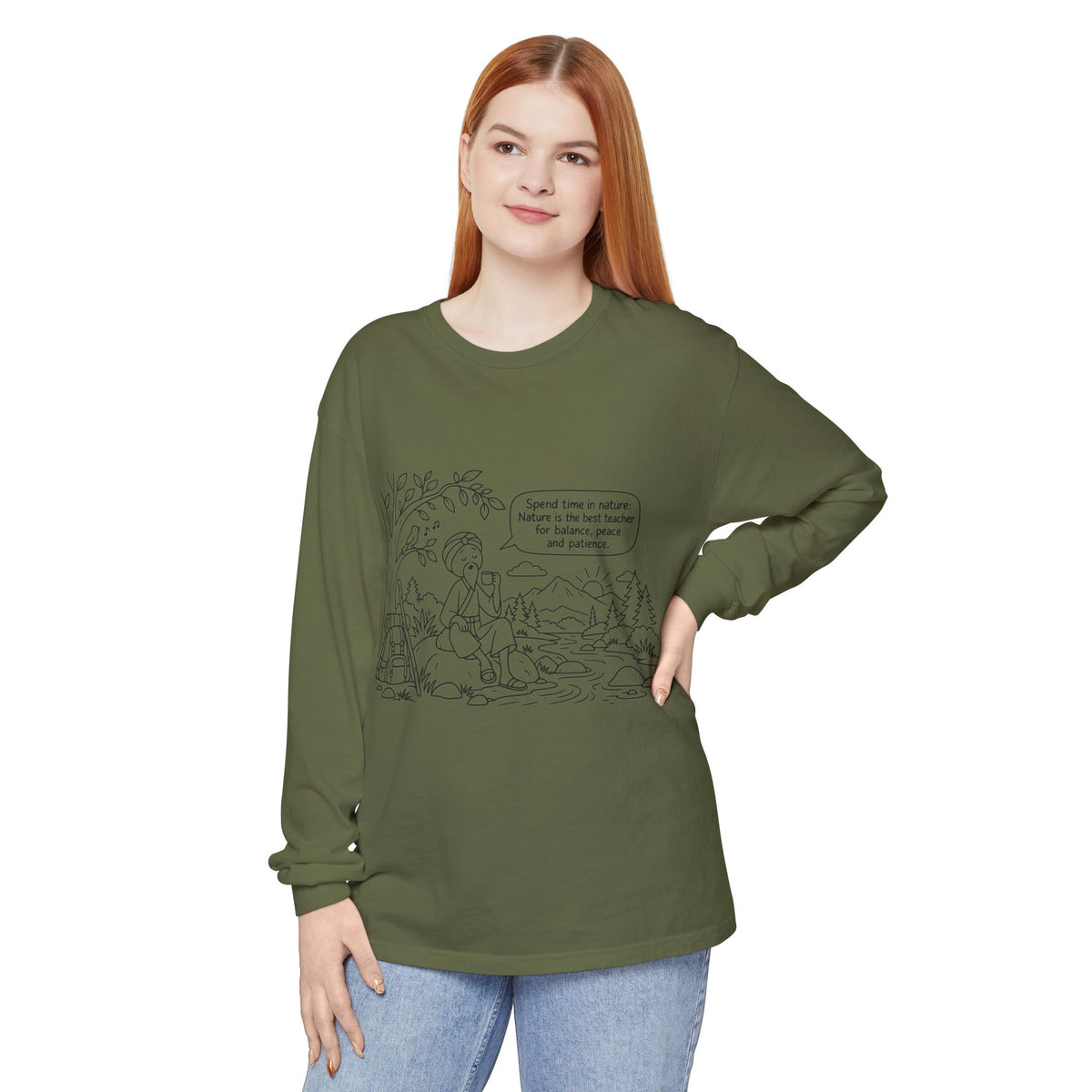 Long Sleeve T‑Shirt — "Spend time in nature" Hiking Graphic Tee